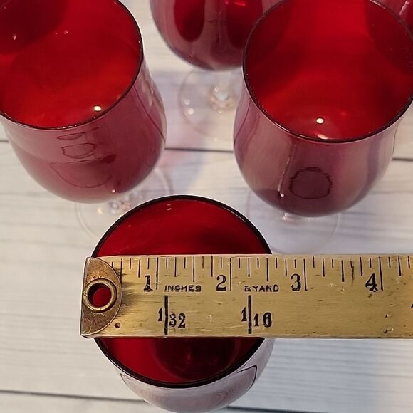 Colony Saturn Red water goblet 7 1/4" clear twisted stems 10 pieces - Picture 7 of 9